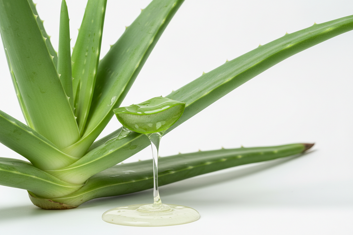 Aloe vera plant with leaking aloe vera