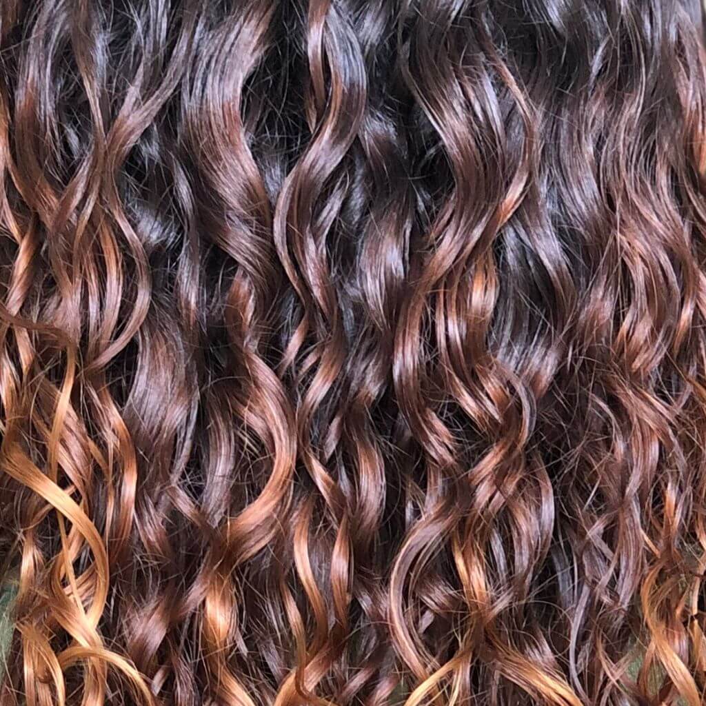 wavy brunette curly hair type 2c