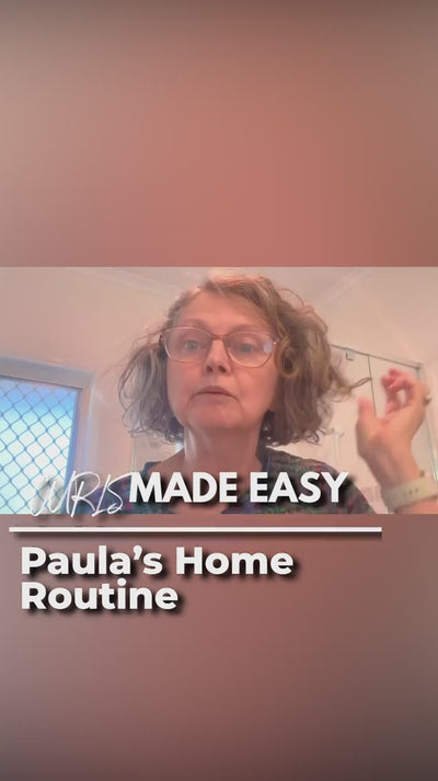 Paula's Home Routine with an video of a grey curly haired woman