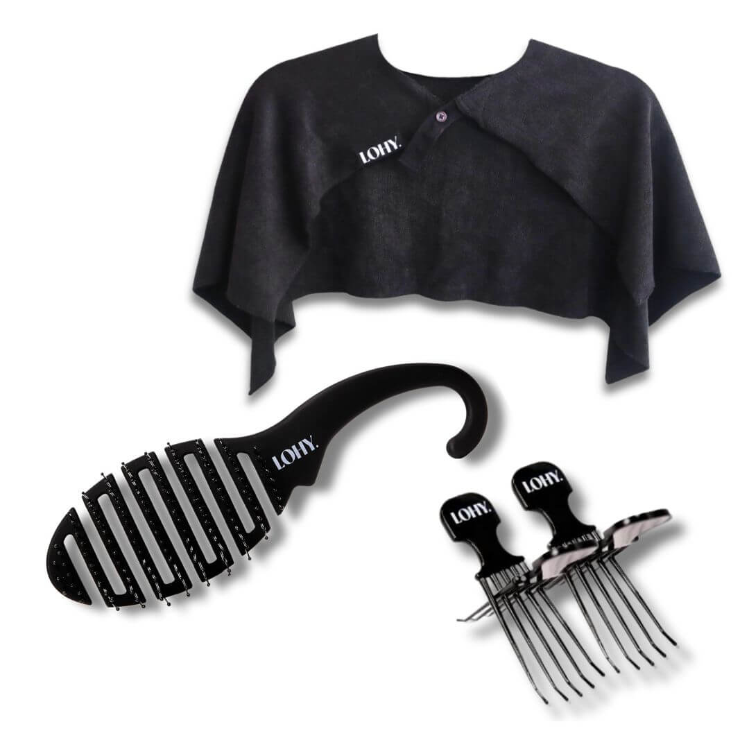 Cold shoulder guard with a hook flexi brush and volume combs